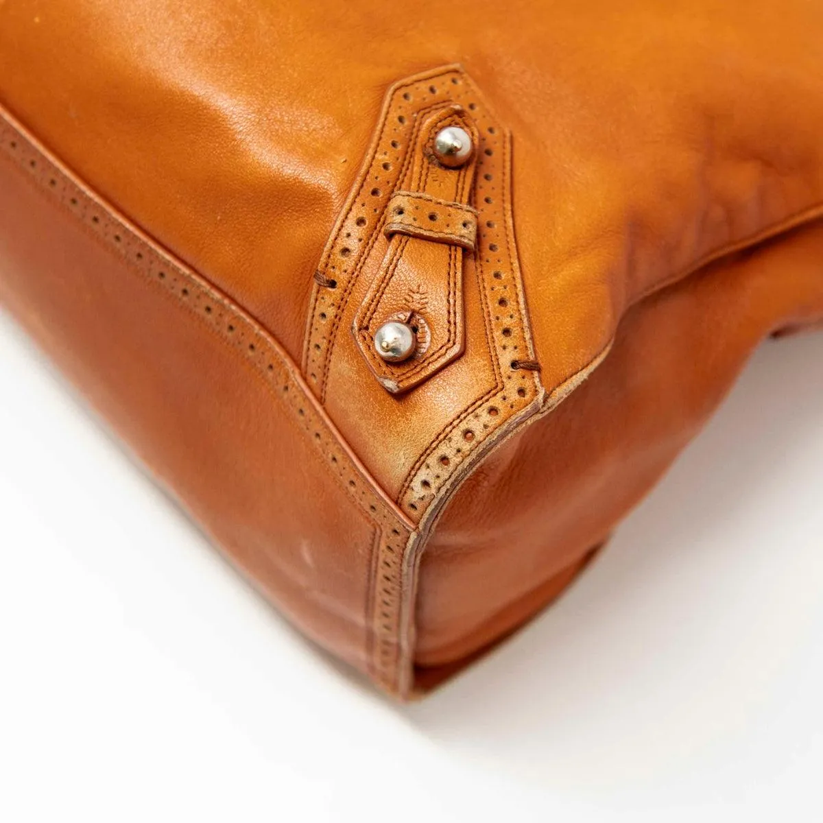 Balenciaga Cognac Motorcycle City Bag