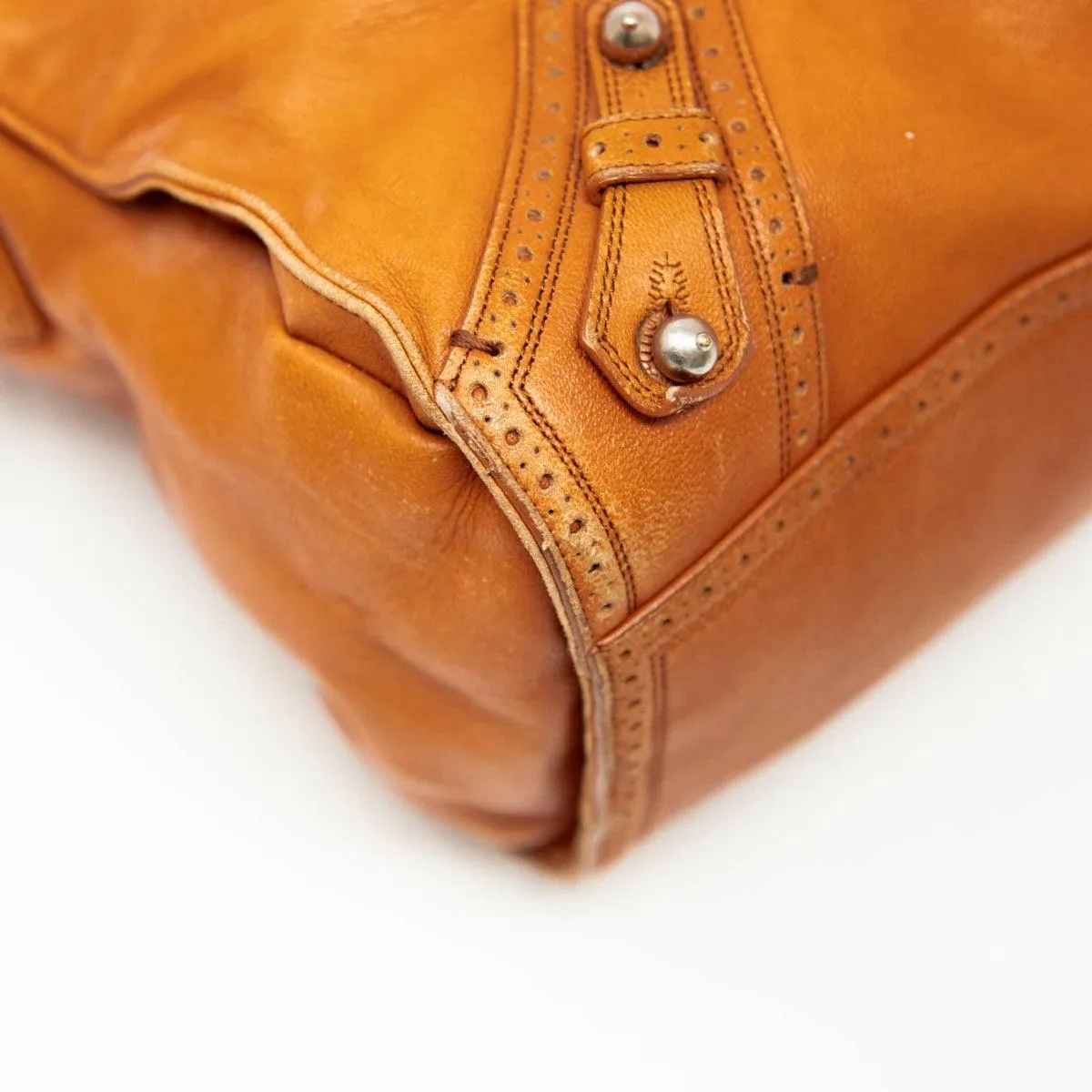 Balenciaga Cognac Motorcycle City Bag