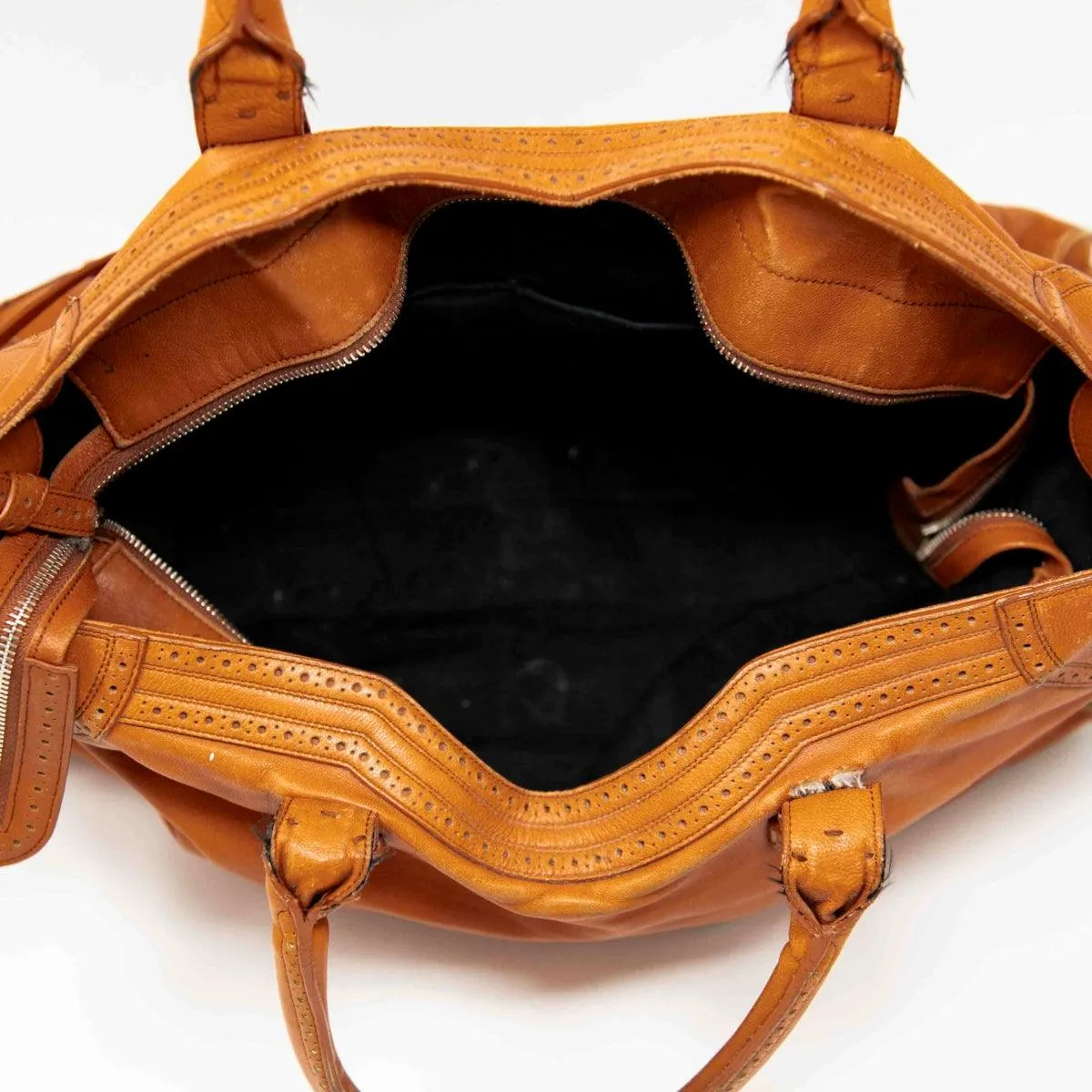 Balenciaga Cognac Motorcycle City Bag