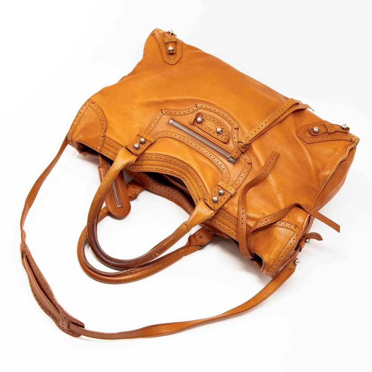 Balenciaga Cognac Motorcycle City Bag