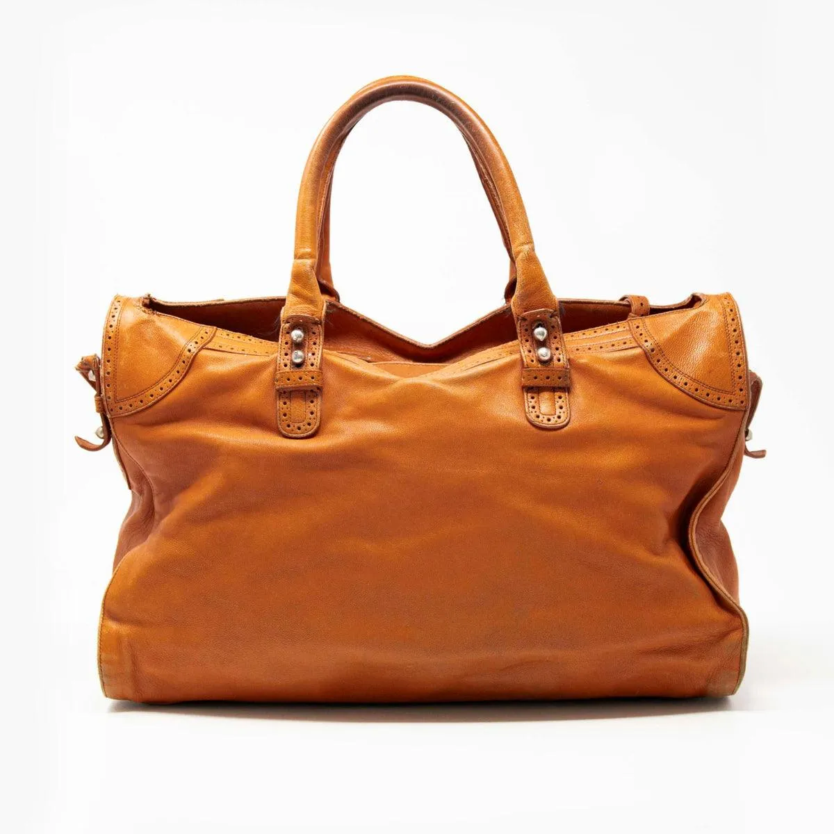 Balenciaga Cognac Motorcycle City Bag