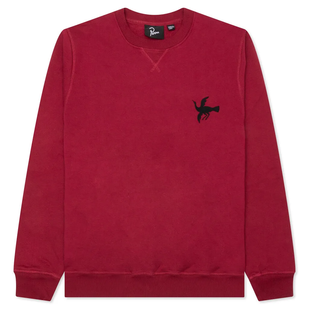 Snaked by a Horse Crewneck Sweatshirt - Beet Red